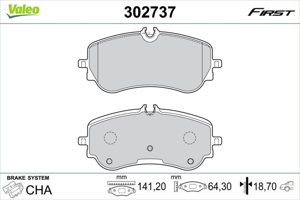 Jeu de 4 plaquettes de frein VALEO ref. 302737